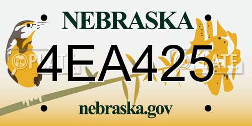 4EA425 Nebraska License Plate