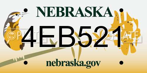 4EB521 Nebraska License Plate