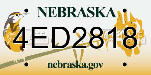 4ED2818 Nebraska License Plate