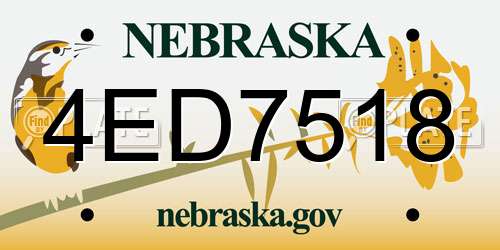 4ED7518 Nebraska License Plate