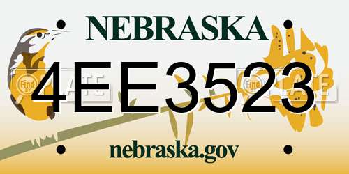 4EE3523 Nebraska License Plate