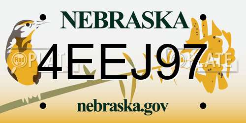 4EEJ97 Nebraska License Plate