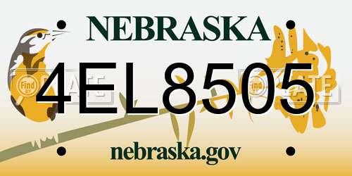 4EL8505 Nebraska License Plate