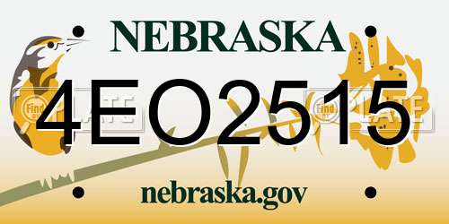 4EO2515 Nebraska License Plate
