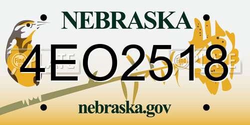 4EO2518 Nebraska License Plate