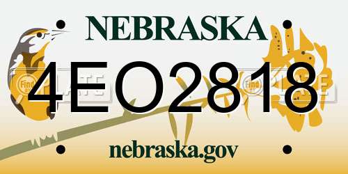 4EO2818 Nebraska License Plate