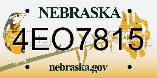 4EO7815 Nebraska License Plate