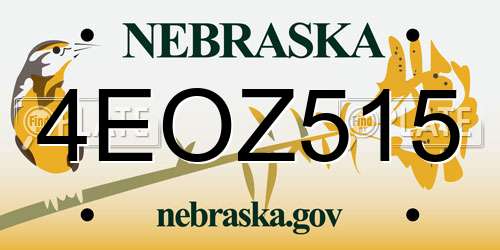 4EOZ515 Nebraska License Plate