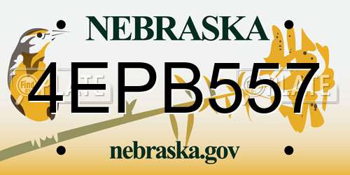 4EPB557 Nebraska License Plate