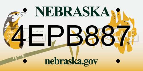 4EPB887 Nebraska License Plate