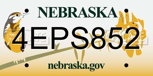 4EPS852 Nebraska License Plate