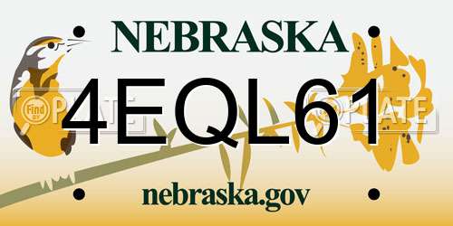 4EQL61 Nebraska License Plate