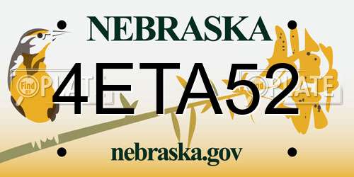 4ETA52 Nebraska License Plate
