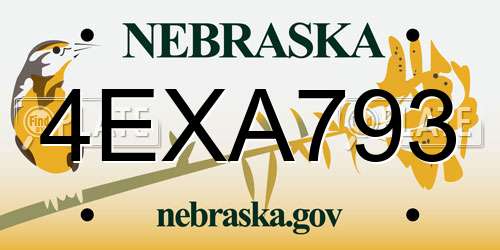 4EXA793 Nebraska License Plate
