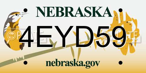 4EYD59 Nebraska License Plate