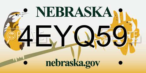 4EYQ59 Nebraska License Plate