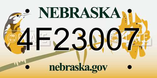 4F23007 Nebraska License Plate