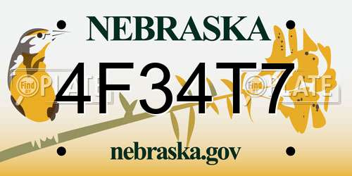 4F34T7 Nebraska License Plate