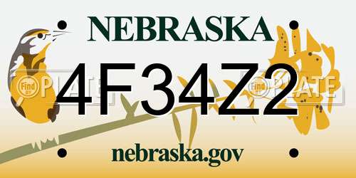 4F34Z2 Nebraska License Plate