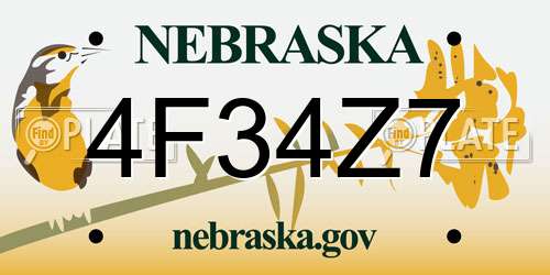 4F34Z7 Nebraska License Plate