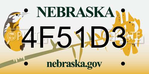 4F51D3 Nebraska License Plate