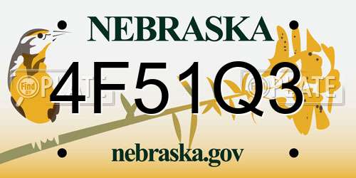 4F51Q3 Nebraska License Plate