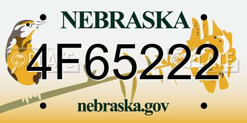 4F65222 Nebraska License Plate