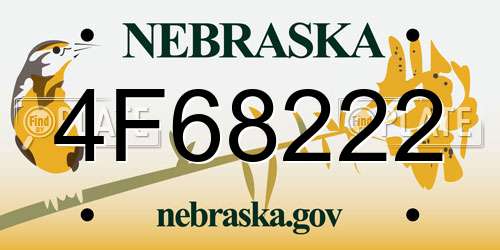 4F68222 Nebraska License Plate