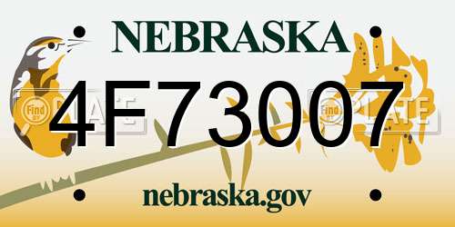 4F73007 Nebraska License Plate