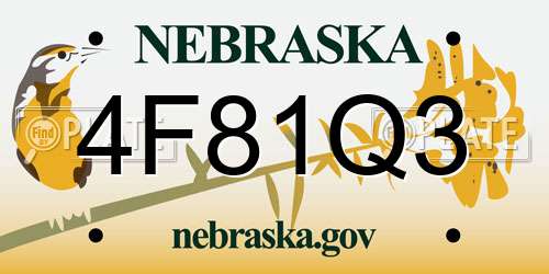 4F81Q3 Nebraska License Plate