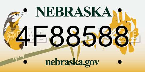 4F88588 Nebraska License Plate