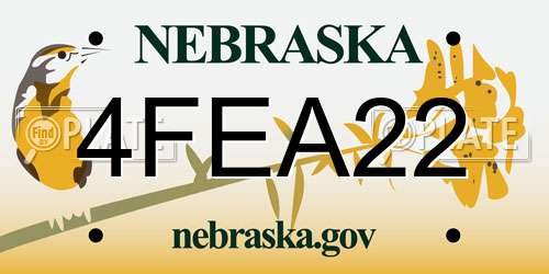 4FEA22 Nebraska License Plate