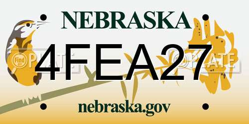 4FEA27 Nebraska License Plate