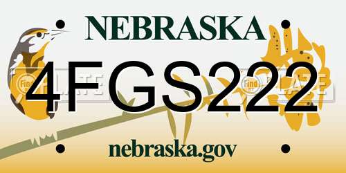 4FGS222 Nebraska License Plate