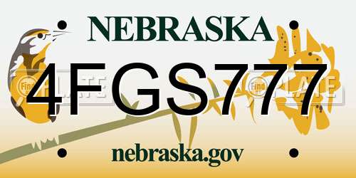 4FGS777 Nebraska License Plate