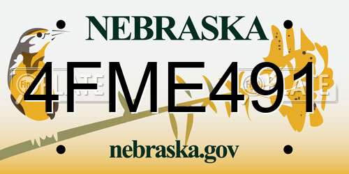 4FME491 Nebraska License Plate