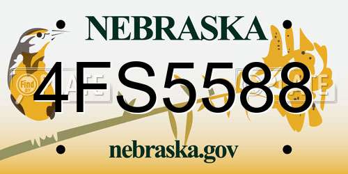 4FS5588 Nebraska License Plate