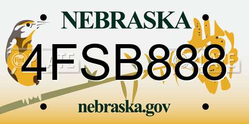 4FSB888 Nebraska License Plate