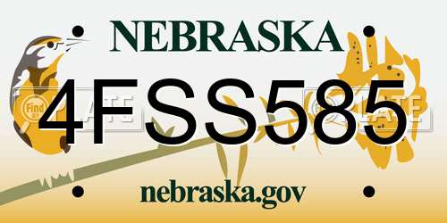 4FSS585 Nebraska License Plate
