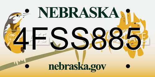 4FSS885 Nebraska License Plate