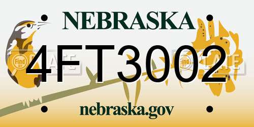 4FT3002 Nebraska License Plate