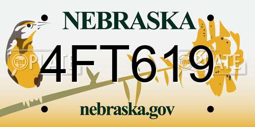 4FT619 Nebraska License Plate