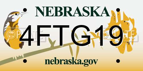 4FTG19 Nebraska License Plate