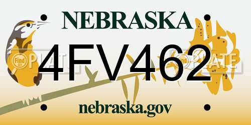 4FV462 Nebraska License Plate