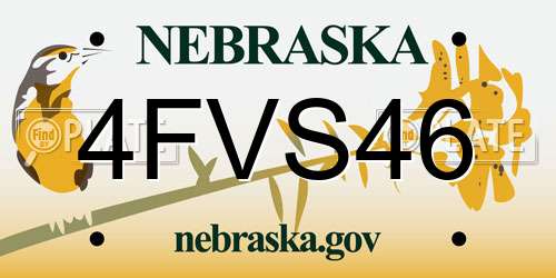4FVS46 Nebraska License Plate