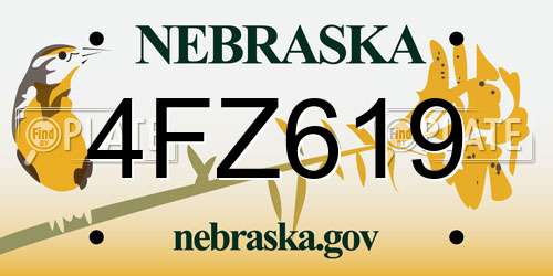 4FZ619 Nebraska License Plate