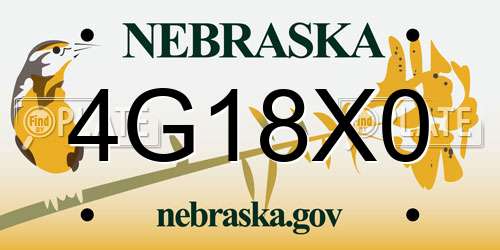 4G18X0 Nebraska License Plate