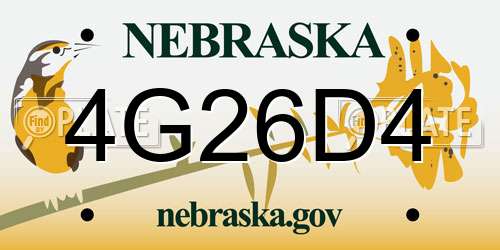 4G26D4 Nebraska License Plate