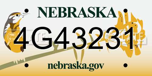 4G43231 Nebraska License Plate