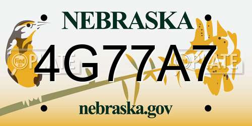 4G77A7 Nebraska License Plate